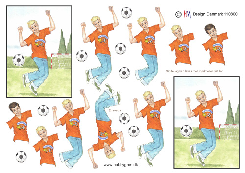 Jublende dreng med fodbold i firkant, HM design, 10 ark