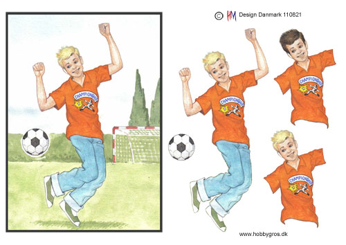 Jublende dreng med fodbold, HM design, 10 ark