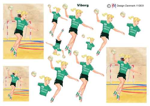 Hopskydende damehåndboldspiller, Viborg nr. 20, HM design, 10 ark