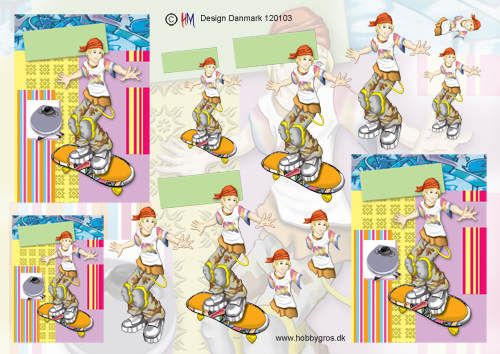 Dreng på skateboard, HM design, 10 ark
