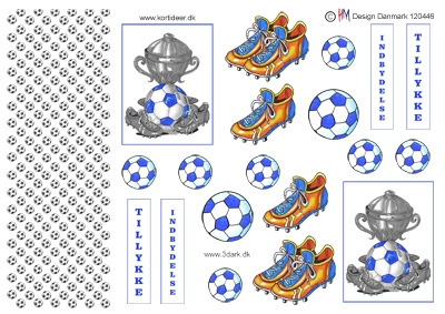 Fodboldpokal og støvler i blå, HM design, 10 ark