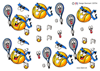 Sjov tennisbold, HM design, 10 ark