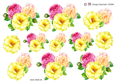 Blomster i skønne forårsfarver, HM design, 10 ark